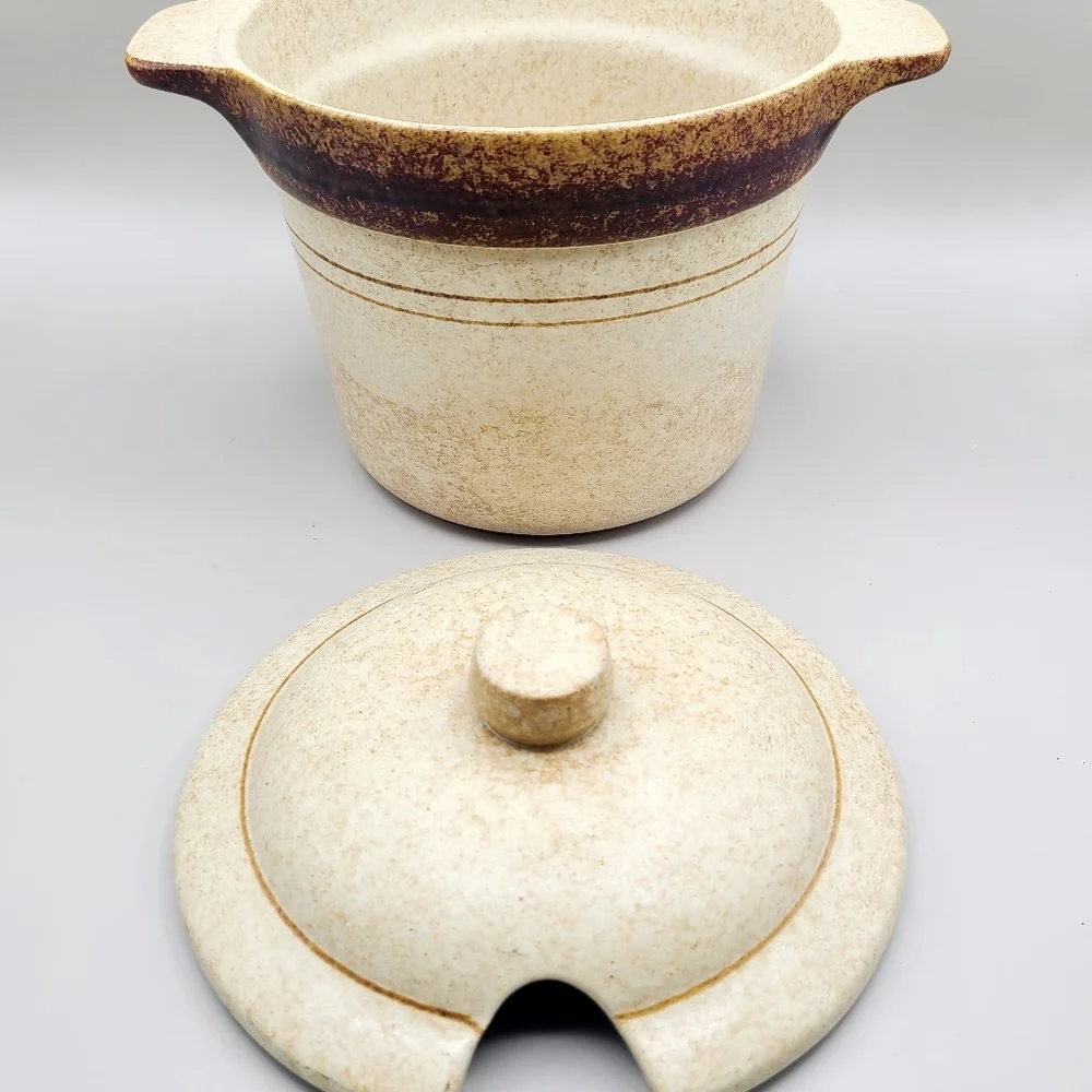 Pottery Craft Vintage 70's Stoneware Bean/Soup Pot with Lid